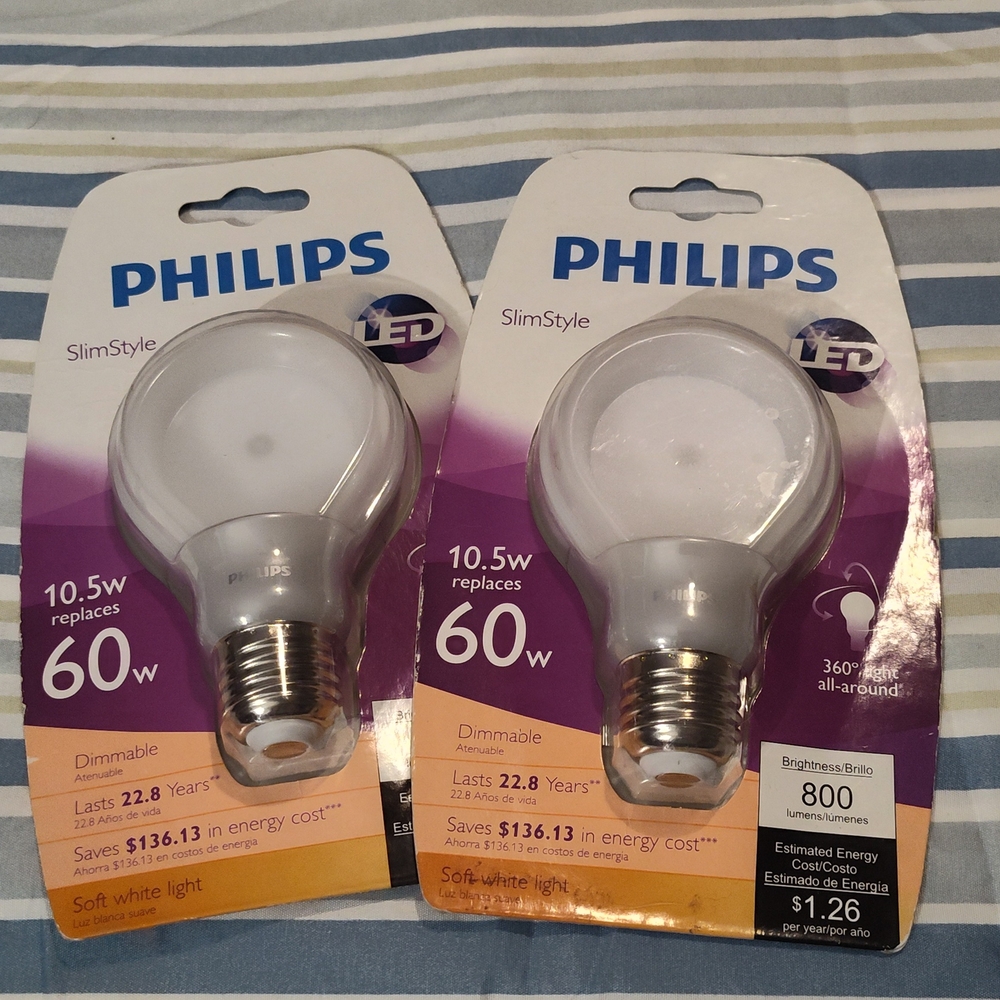 NWT! 2- Philips LED Light Bulb - Soft White 60w